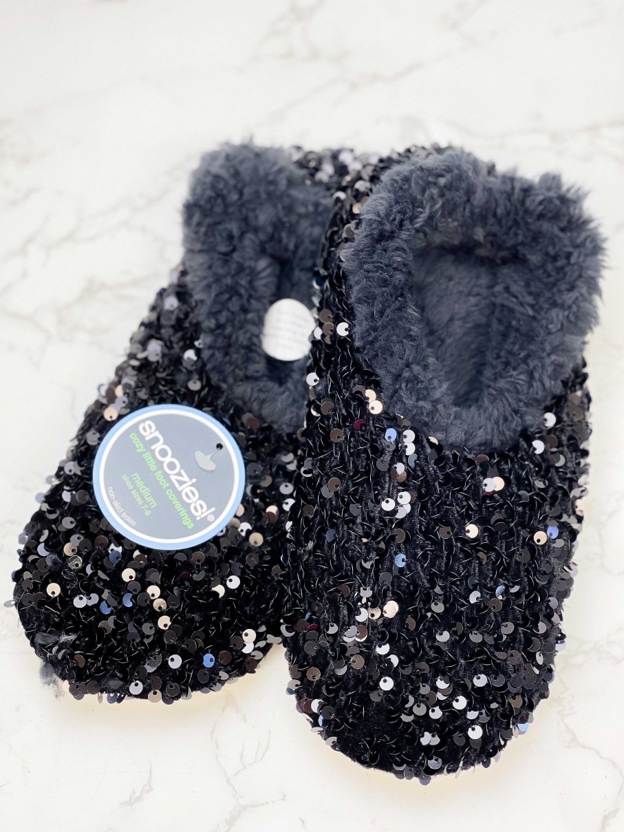 Shoes Snoozies! | Snoozies! Slippers - Glamorous Black Sequins