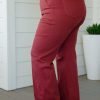 Clothing Ave Shops Denim | Phoebe High Rise Front Seam Straight Jeans In Burgundy By Judy Blue Pf