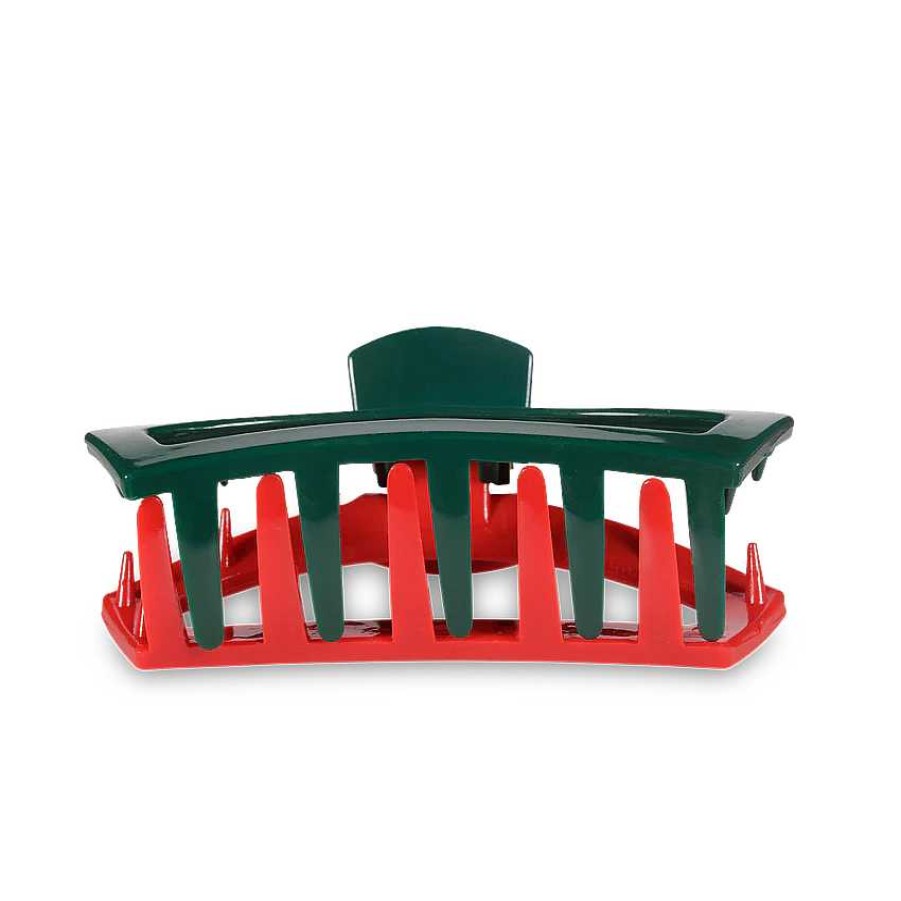 Accessories Teleties Hair Ties & Clips | Large Teleties Open Claw Clip - Red And Green