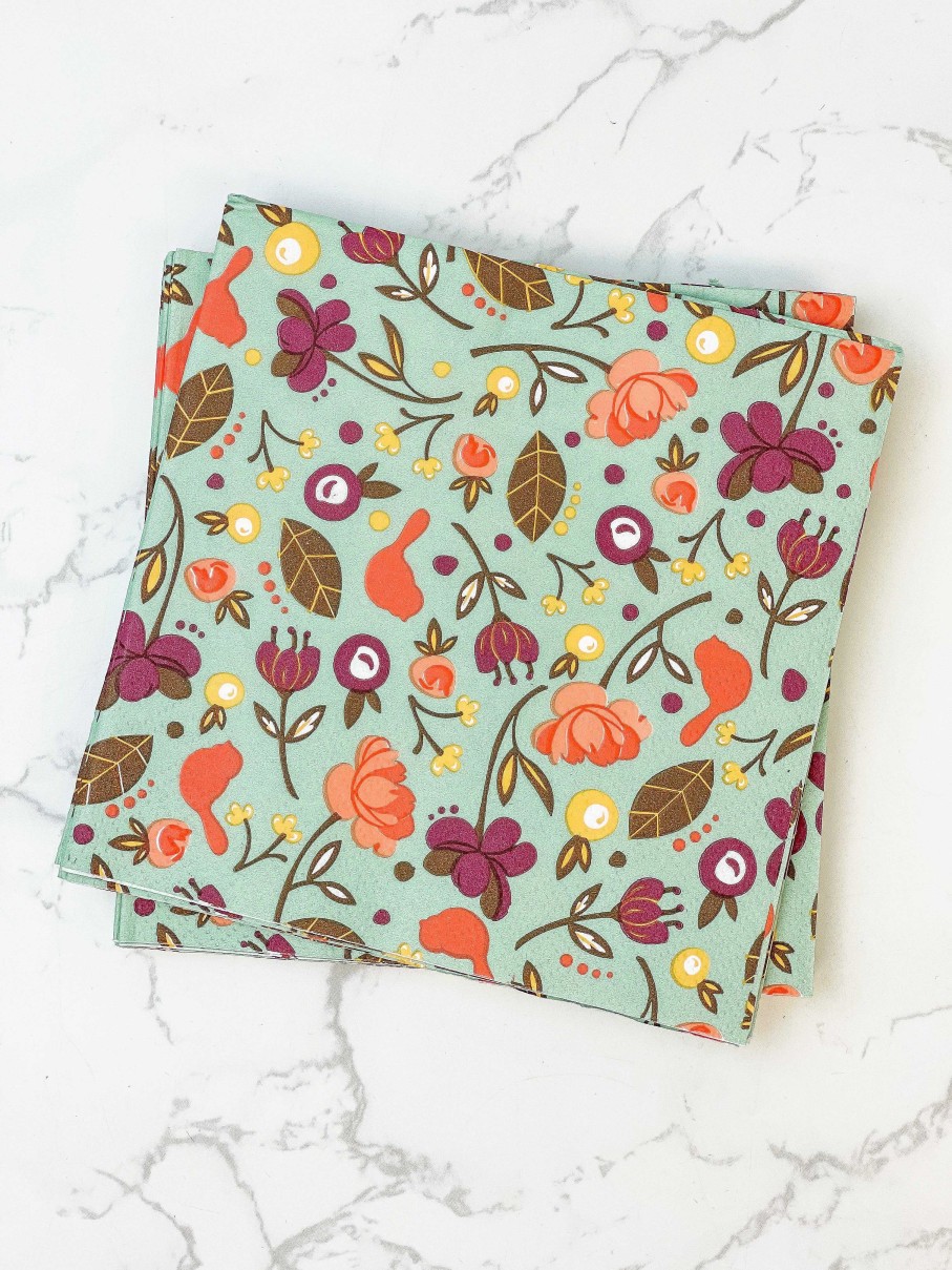 Home Decor Nora Fleming | Finch Cocktail Napkins By Nora Fleming