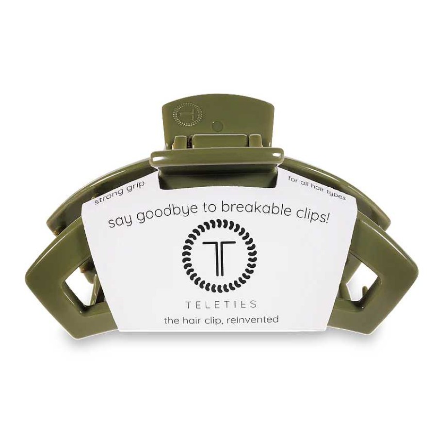 Accessories Teleties Hair Ties & Clips | Large Teleties Open Claw Clip - Olive