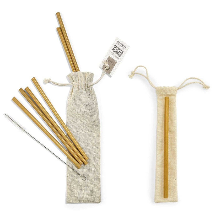 Home Decor Two's Company | Natural Bamboo Drinking Straws - Set Of 6