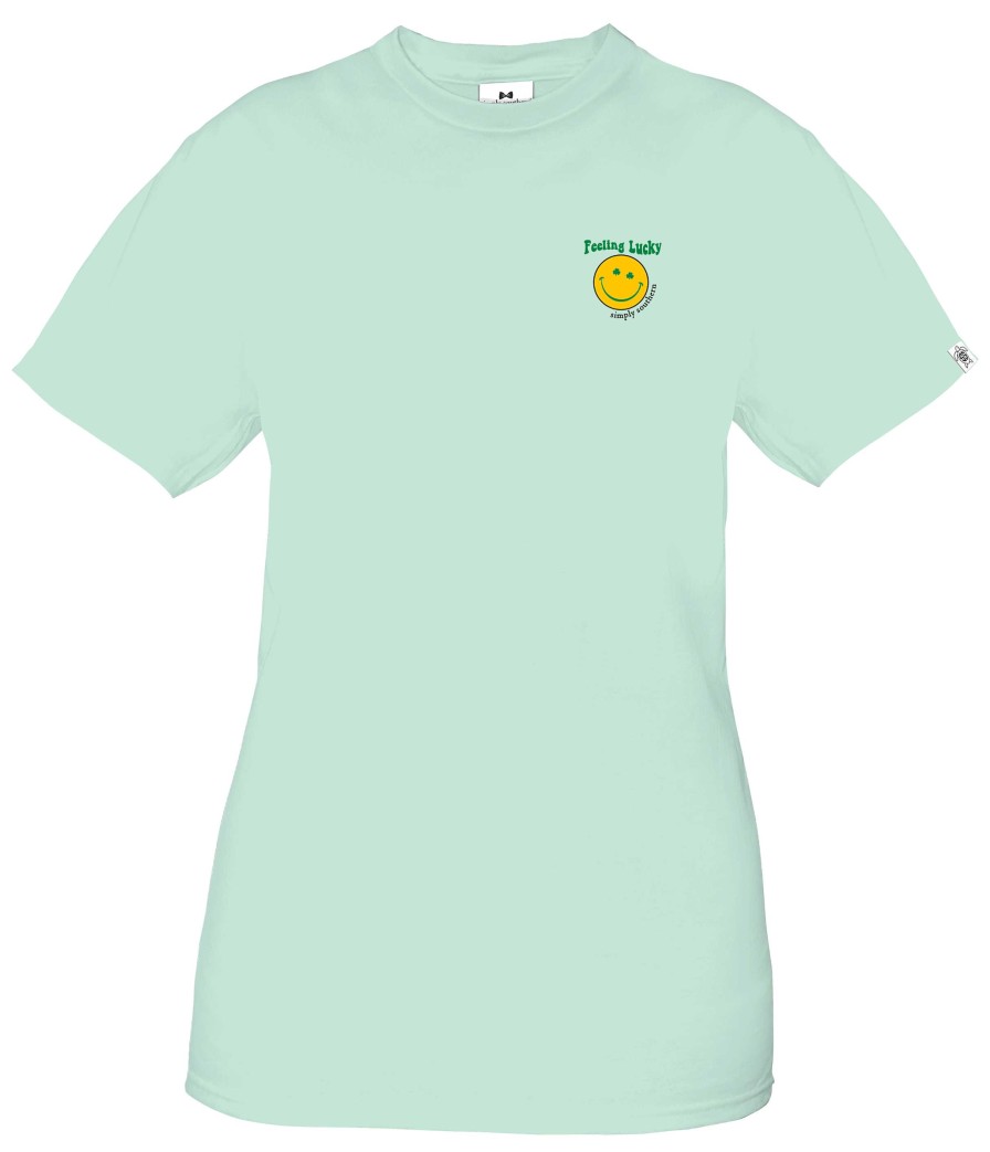 Clothing Simply Southern Short Sleeve | Youth 'Happy, Lucky, & Blessed' Short Sleeve Tee By Simply Southern