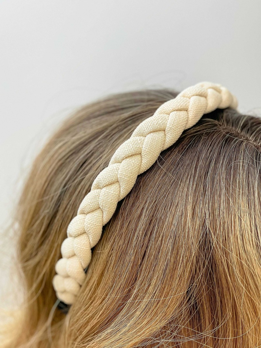 Accessories Prep Obsessed FC Hair Ties & Clips | Textured Braid Headband - Cream