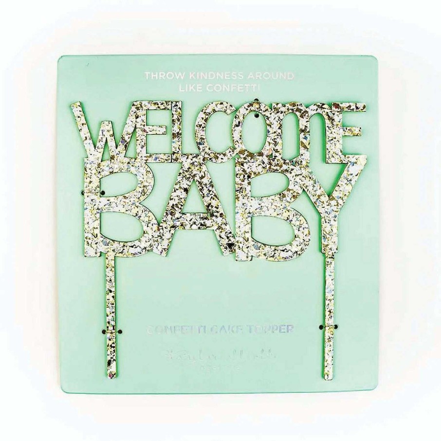 Home Decor Taylor Elliott Designs | Welcome Baby' Confetti Pearl Cake Topper