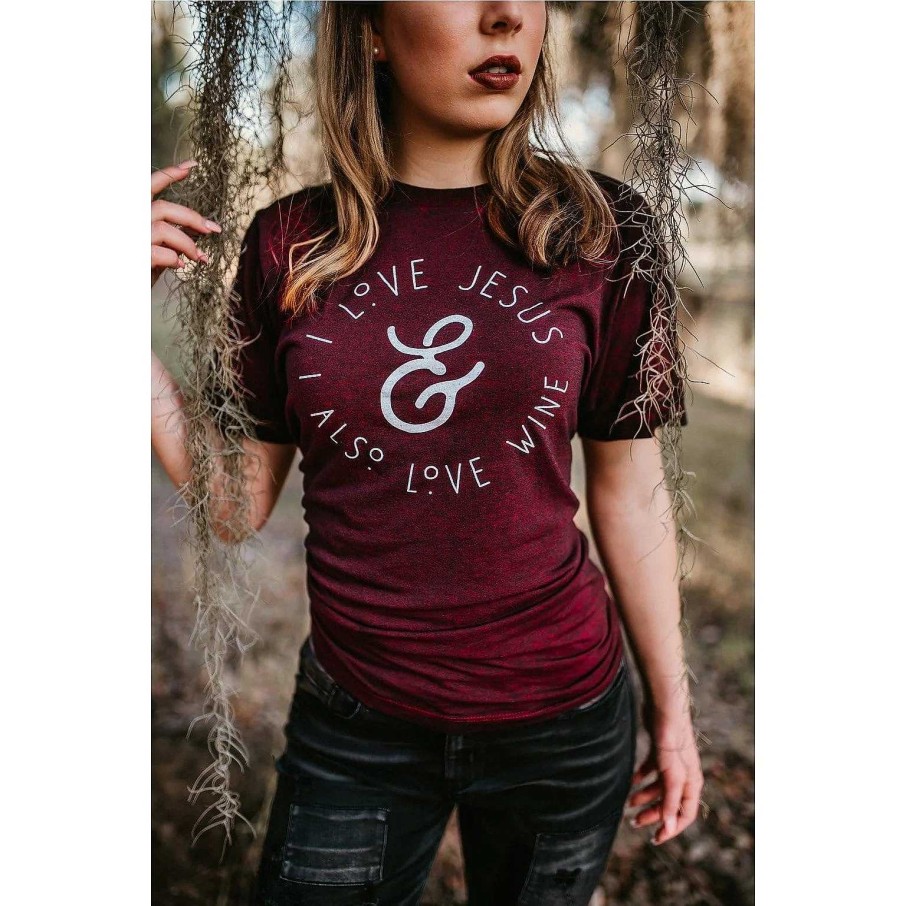 Clothing Southern Bliss Graphic Tees | I Love Jesus & Also I Love Wine' Graphic Tee