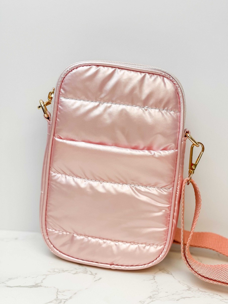 Accessories Prep Obsessed UNNI Crossbody Bags | Quilted Puffer Crossbody Bag - Pink