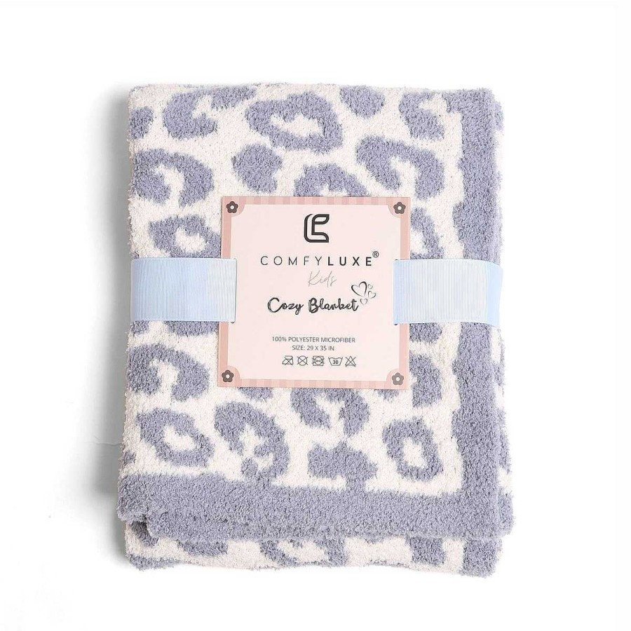 Home Decor Prep Obsessed JTC | Luxury Cozy Kids Blanket - Blue Leopard