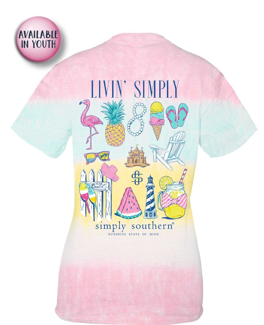 Clothing Simply Southern Preppy Tees | Youth 'Livin' Simply' Preppy Icons Short Sleeve Tie Dye Tee By Simply Southern