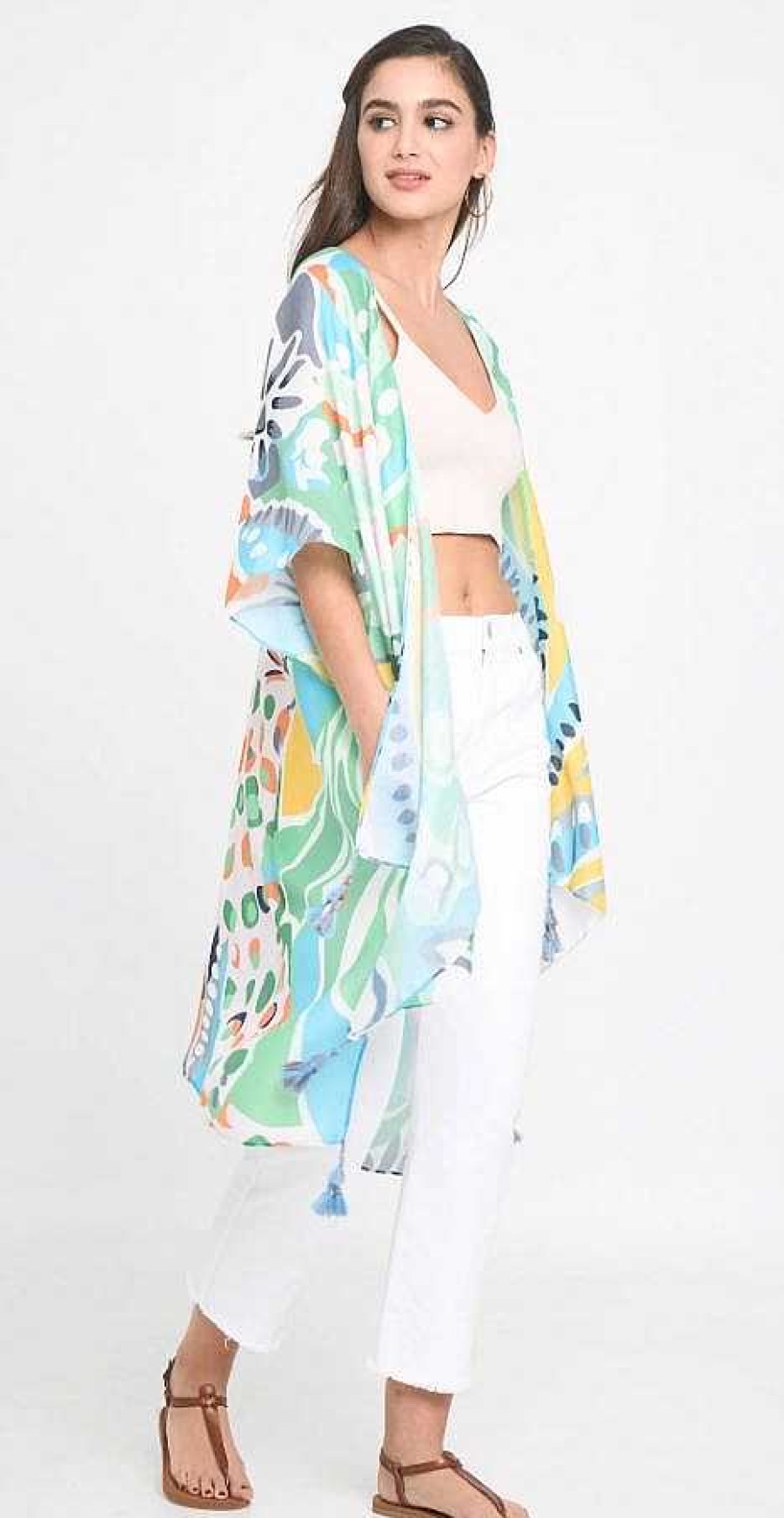 Clothing Prep Obsessed KW Kimonos | Tropical Floral Print Kimono - Mint