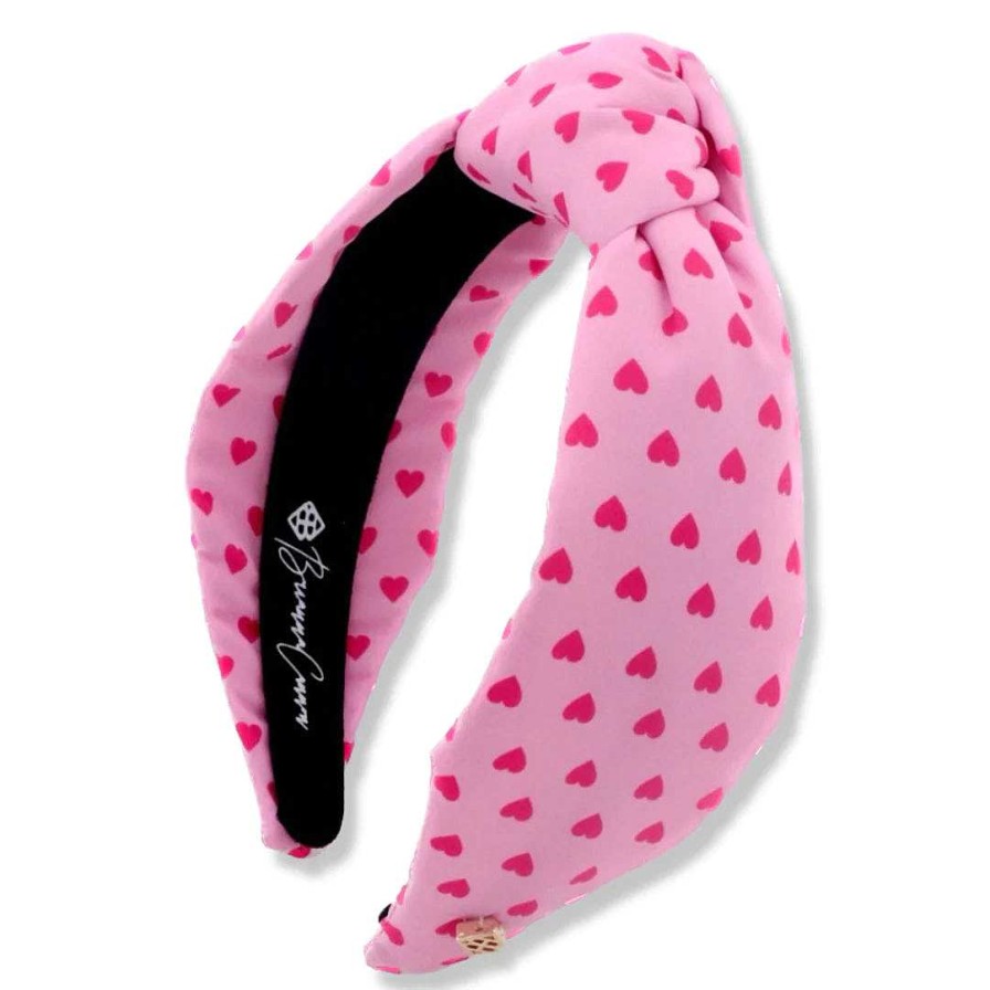 Accessories Brianna Cannon Headbands | Pink Heart Print Knotted Headband By Brianna Cannon