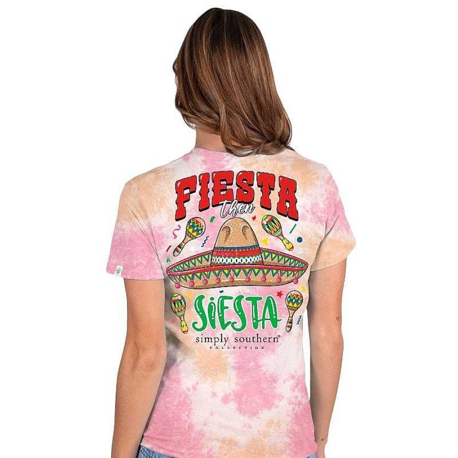 Clothing Simply Southern Preppy Tees | Fiesta Then Siesta' Short Sleeve Tie Dye Tee By Simply Southern