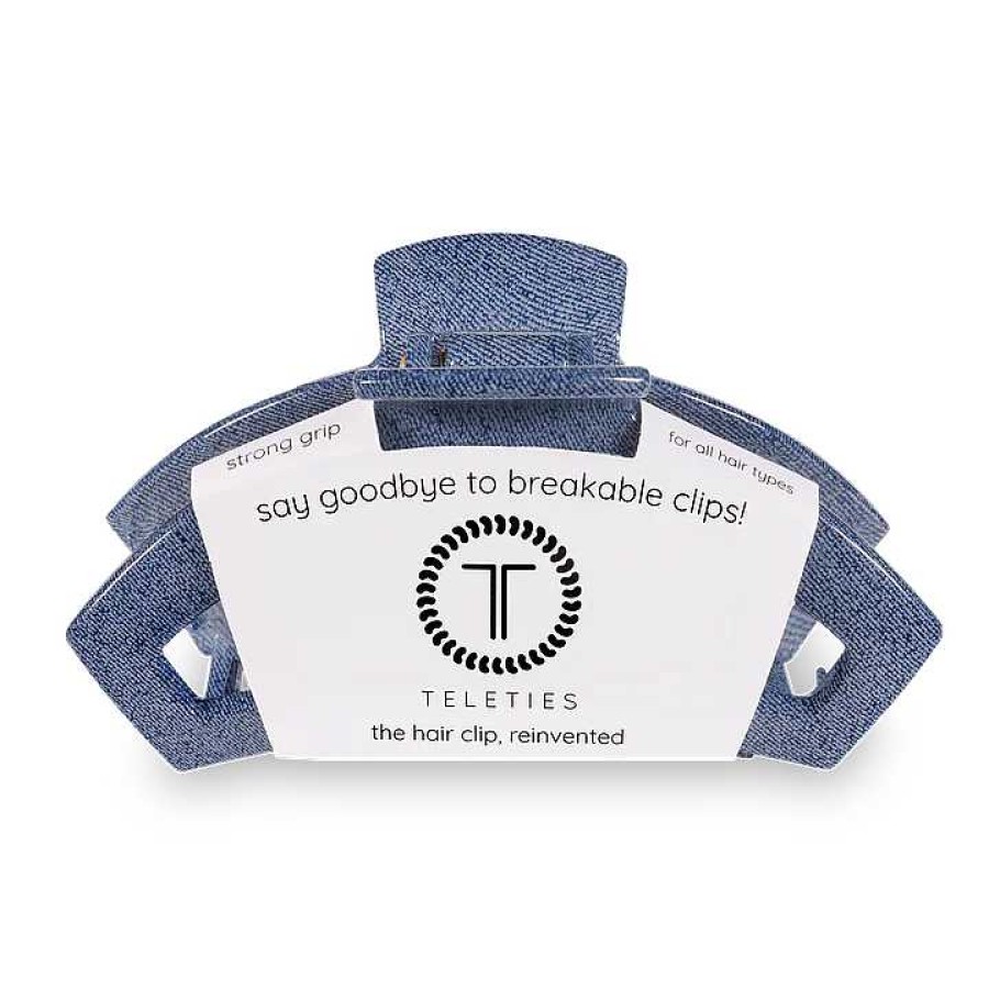 Accessories Teleties Hair Ties & Clips | Large Teleties Open Claw Clip - Denim