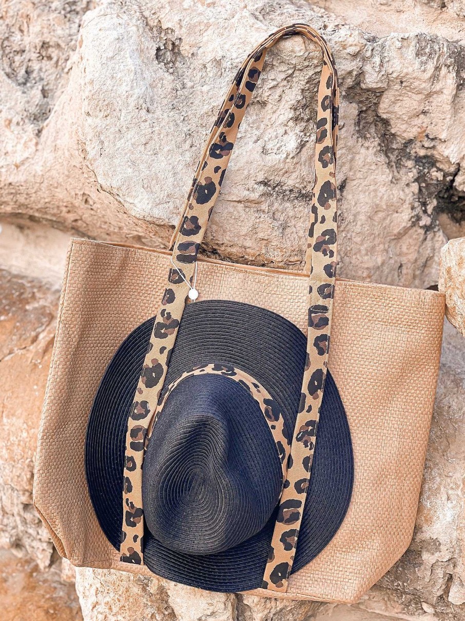 Accessories Mud Pie Tote Bags | Beach Tote & Sun Hat Set By Mud Pie