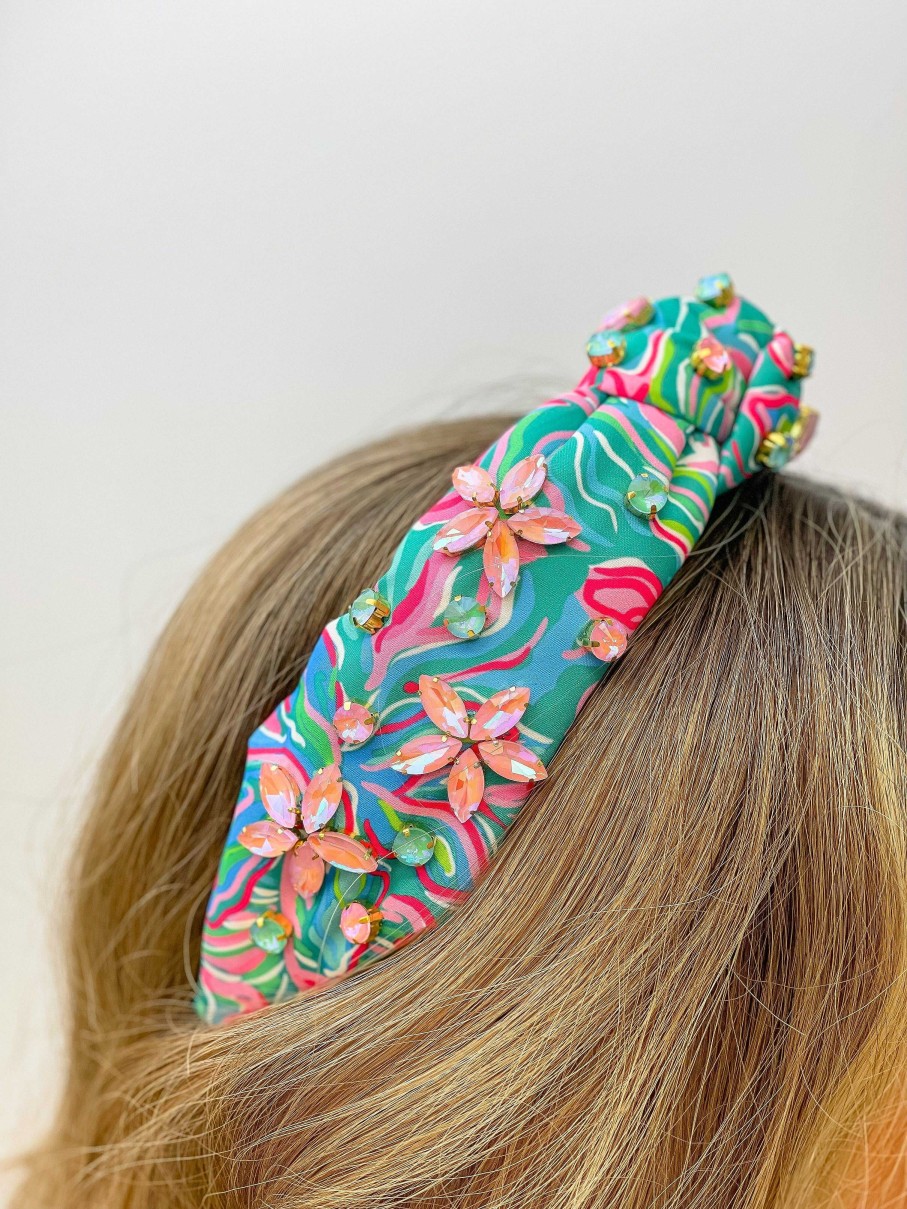 Accessories Brianna Cannon Hair Ties & Clips | Flower Crystal Bright Spring Floral Headband By Brianna Cannon