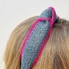 Accessories Prep Obsessed FC Headbands | Stitched Raffia Knotted Headband - Navy