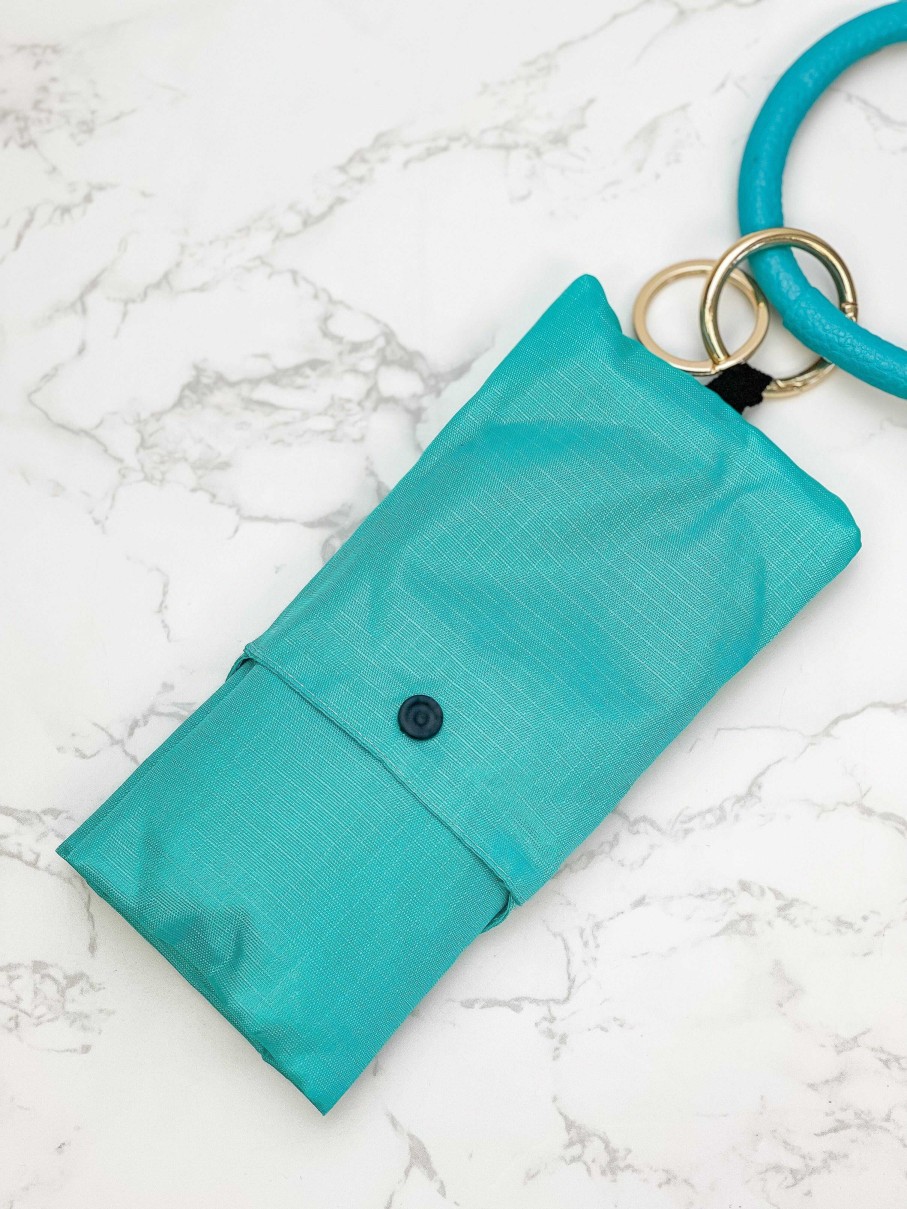 Accessories Prep Obsessed MONT Tote Bags | Reusable Tote Key Ring - Turquoise