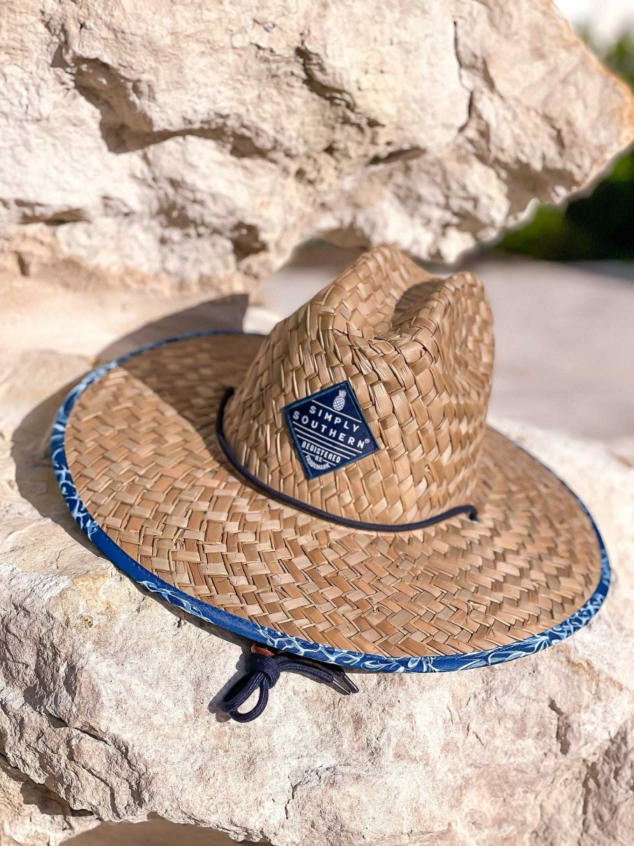 Accessories Simply Southern Wide Brim Hats | Pineapple Straw Hat By Simply Southern