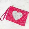 Accessories Prep Obsessed TI Wristlets & Clutches | Sequin Heart Wristlet - Hot Pink