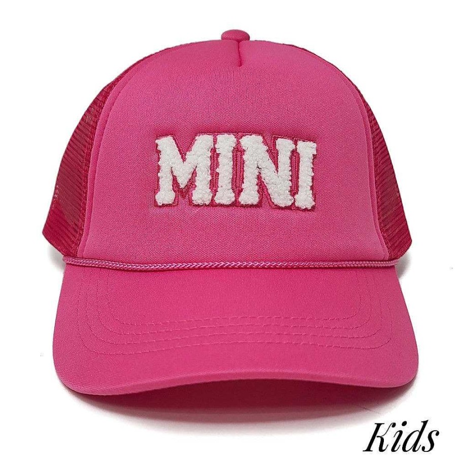 Accessories Judson & Co Ball Caps | Pink 'Mini' Kid'S Chenille Patch Baseball Cap