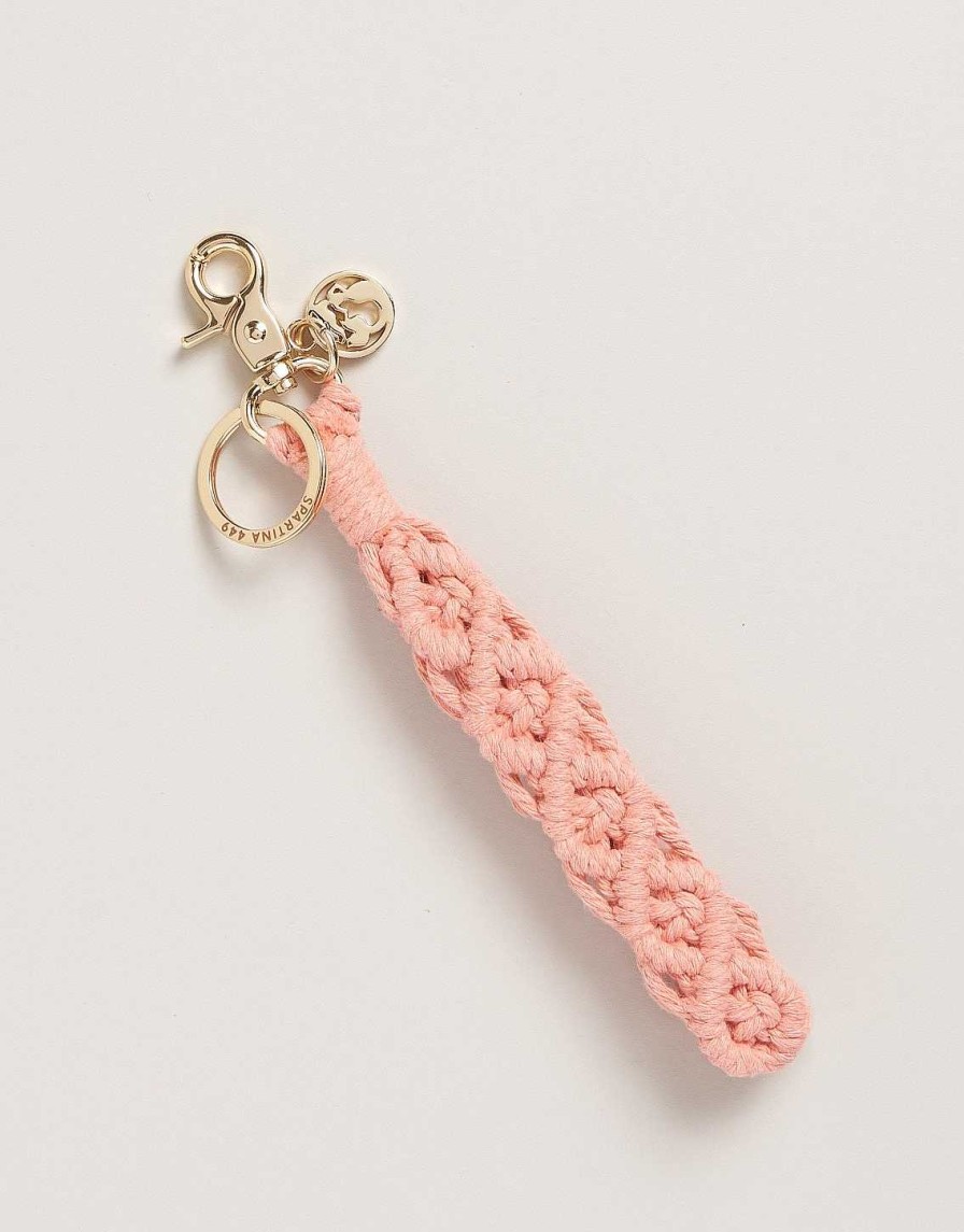 Accessories Spartina Wristlets & Clutches | Pink Macrame Wristlet Keychain By Spartina