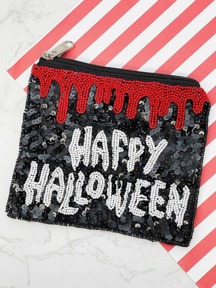 Accessories Prep Obsessed PR Wallets | Happy Halloween' Spooky Beaded Zip Pouch