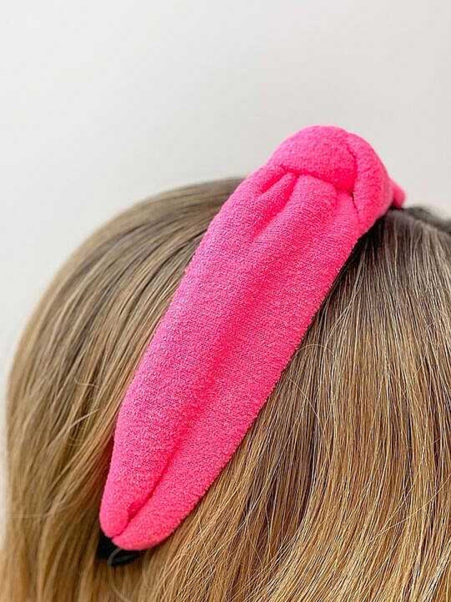 Accessories Prep Obsessed U&I Headbands | Neon Terry Knotted Headband - Pink