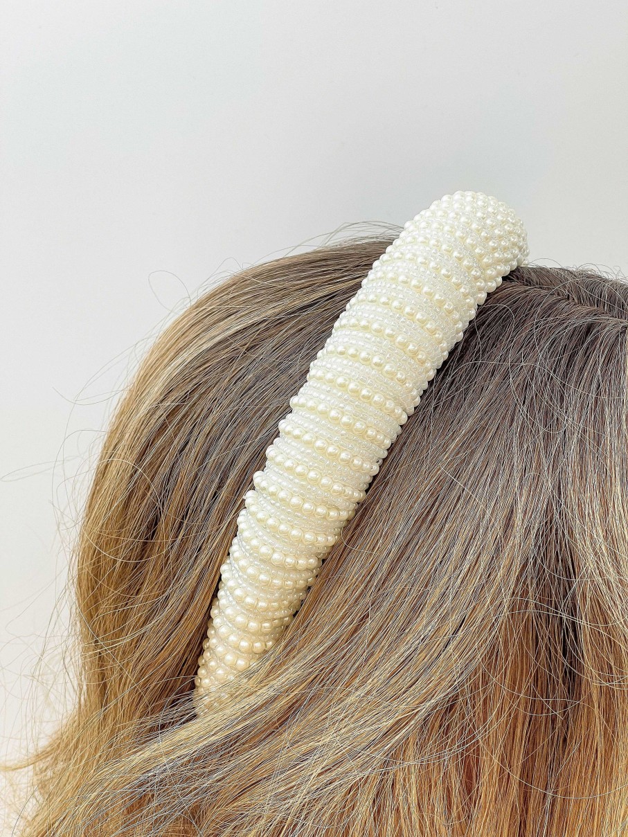 Accessories Prep Obsessed PBE Hair Ties & Clips | Padded Pearl Headband