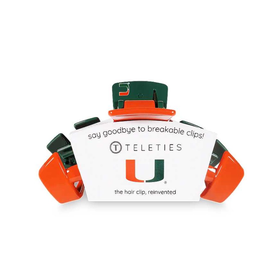 Accessories Teleties Hair Ties & Clips | Medium Teleties Claw Clip - University Of Miami