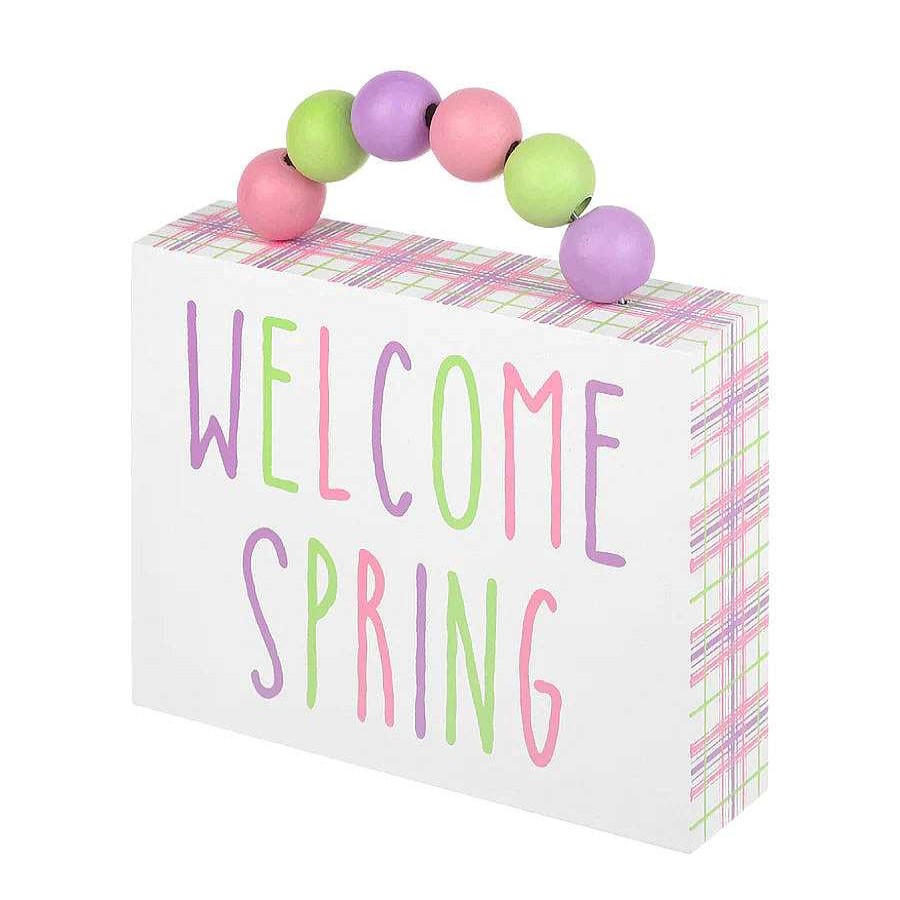 Home Decor Collins | Welcome Spring' Beaded Box Sign