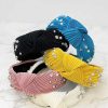 Accessories Prep Obsessed TL Headbands | Top Knot Pearl & Rhinestone Pleated Headband - Blue