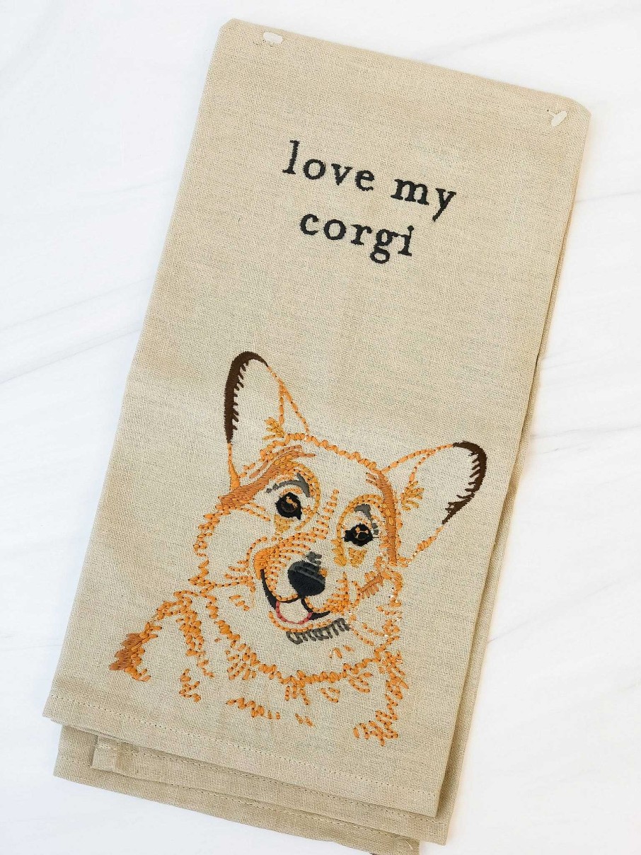 Home Decor Primitives By Kathy | Love My Corgi' Dish Towel