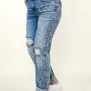 Clothing Kiwidrop Denim | Judy Blue Mid-Rise Destroy & Paisley Print Boyfriend Jeans Medium Blue