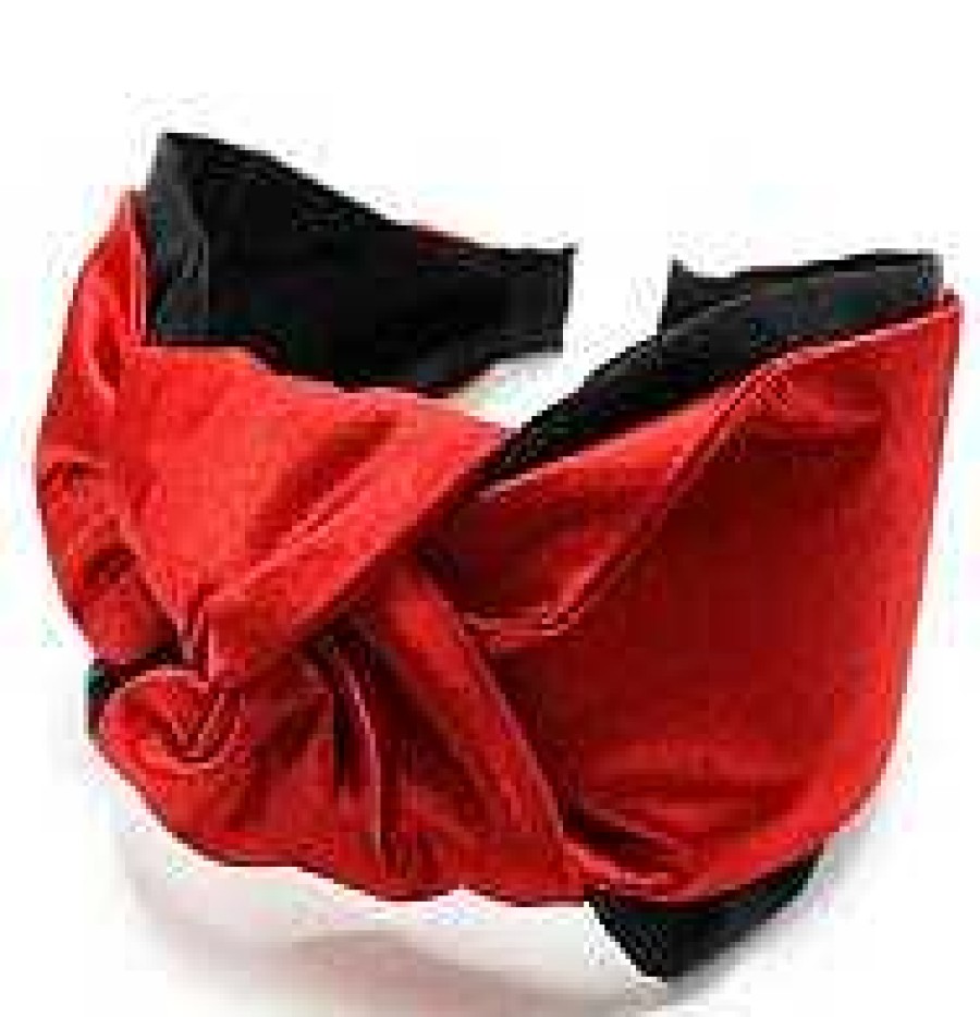 Accessories Prep Obsessed W&T Hair Ties & Clips | Jumbo Puffy Knotted Headbands - Red & Black