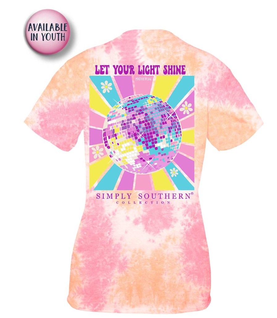 Clothing Simply Southern Preppy Tees | Let Your Light Shine' Disco Short Sleeve Tie Dye Tee By Simply Southern