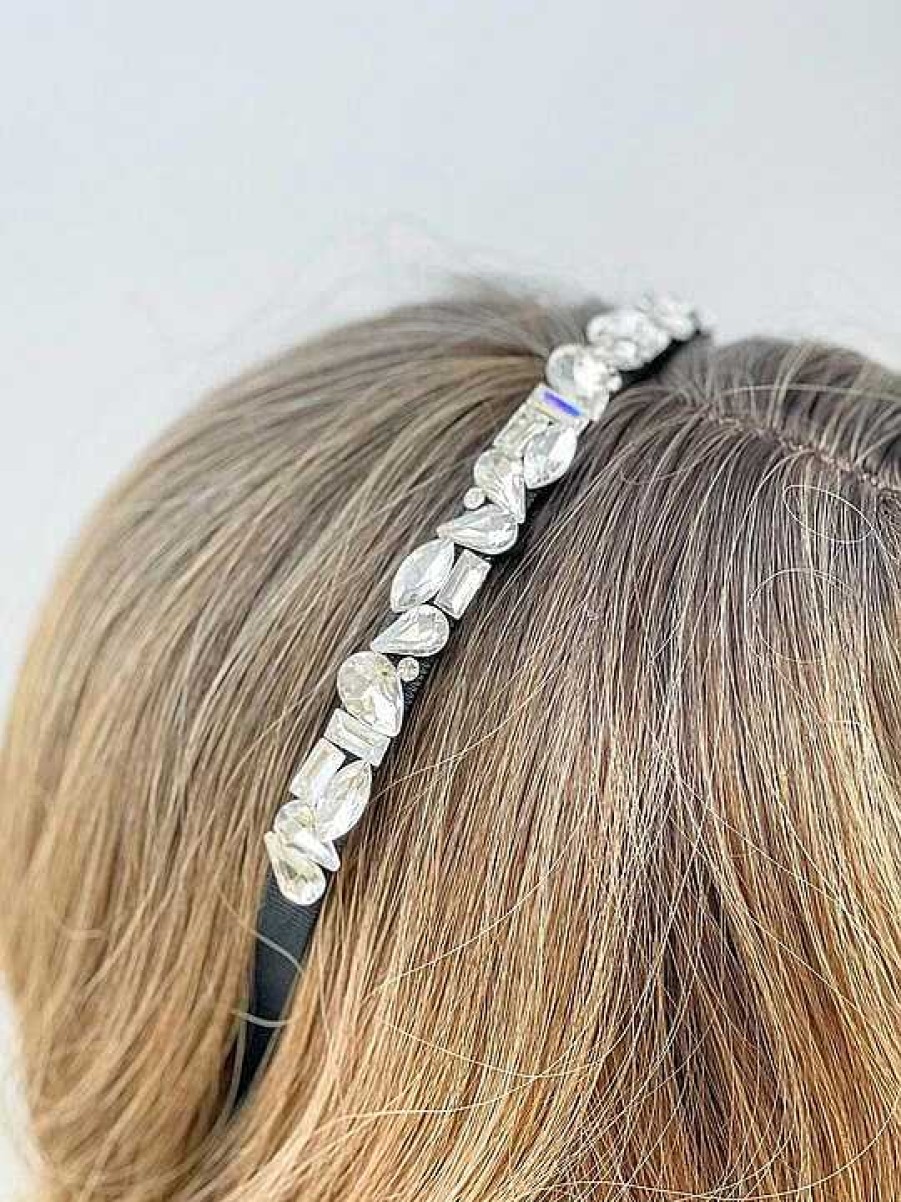 Accessories Prep Obsessed FC Headbands | Glitzy Rhinestone Skinny Headband - Clear