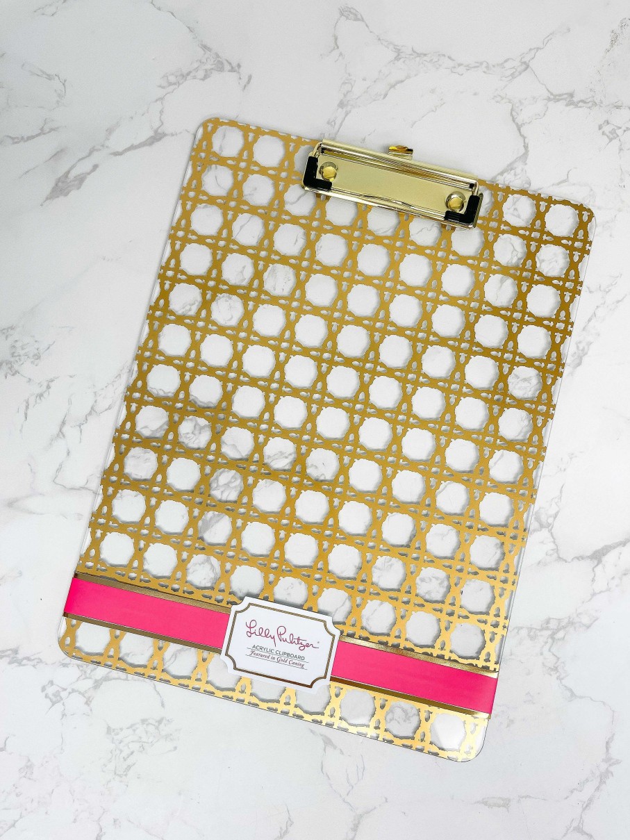 Home Decor Lifeguard Press | Acrylic Clipboard By Lilly Pulitzer - Gold Caning