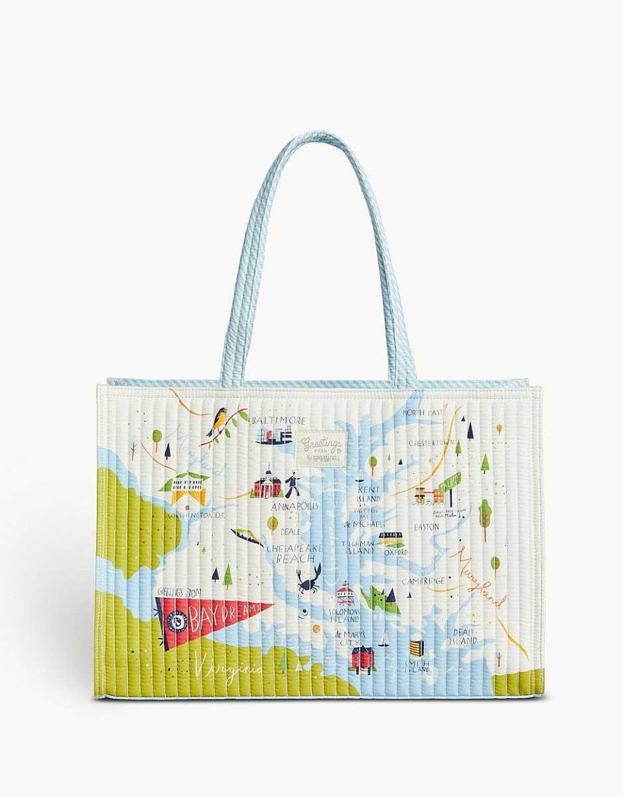 Accessories Spartina Tote Bags | Bay Dreams Quilted Market Tote By Spartina