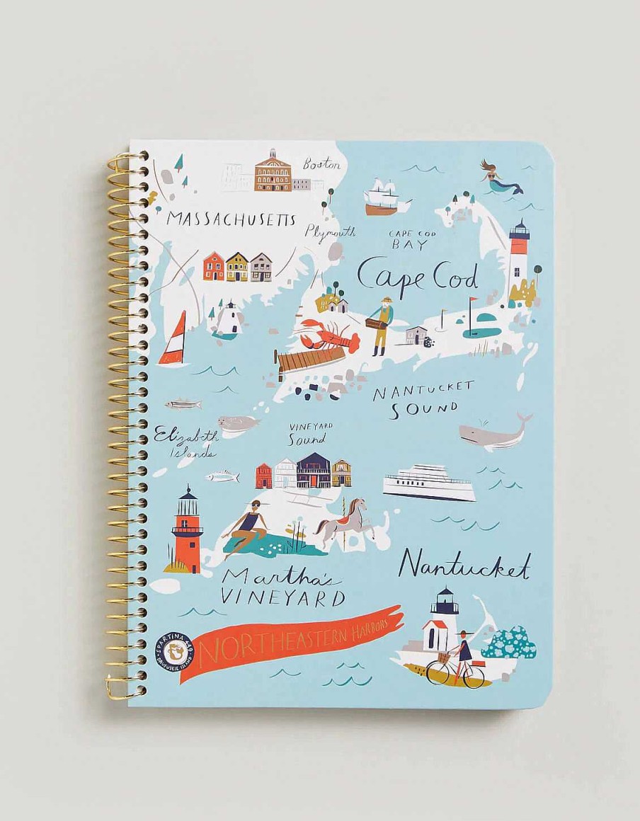 Home Decor Spartina | Ruled Spiral Northeastern Harbors Notebook By Spartina