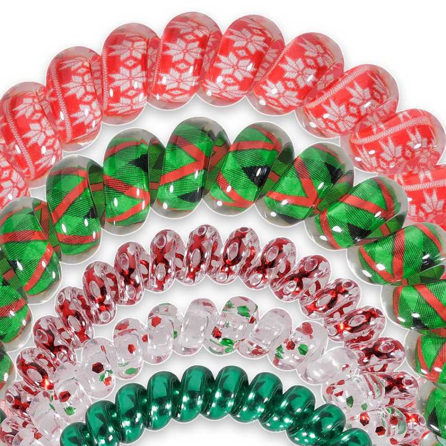 Accessories Teleties Hair Ties & Clips | Teleties Hair Tie - Large And Small Band Pack Of 5 - Yuletide Magic