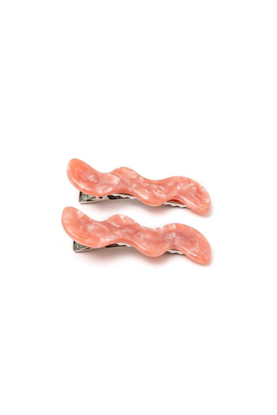 Accessories Ave Shops Hair Ties & Clips | Wavy Clip Set Pink Pearl (Ships In 1-2 Weeks)