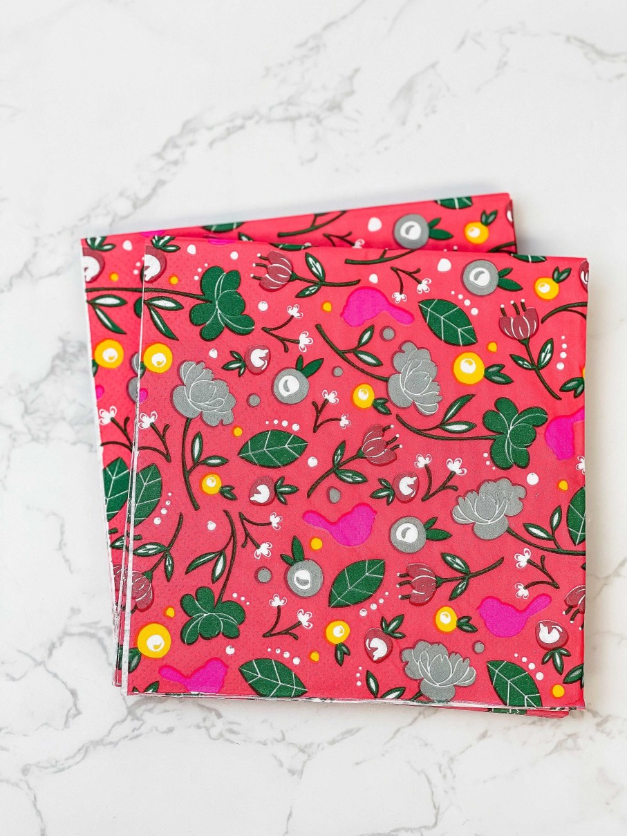 Home Decor Nora Fleming | Cardinal Cocktail Napkins By Nora Fleming