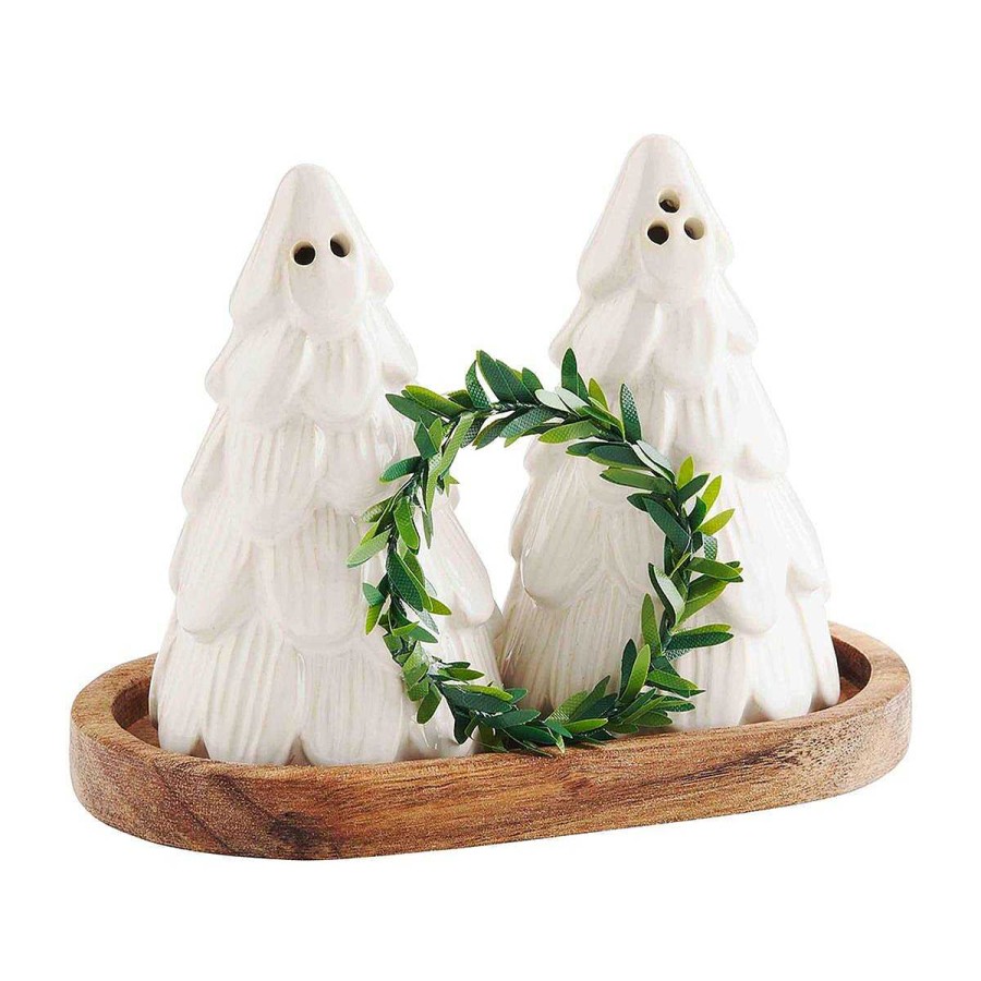 Home Decor Mud Pie | White Christmas Tree Salt & Pepper Shaker Set By Mud Pie