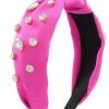 Accessories Prep Obsessed GS Hair Ties & Clips | Satin Rhinestone Knotted Headband - Fuchsia