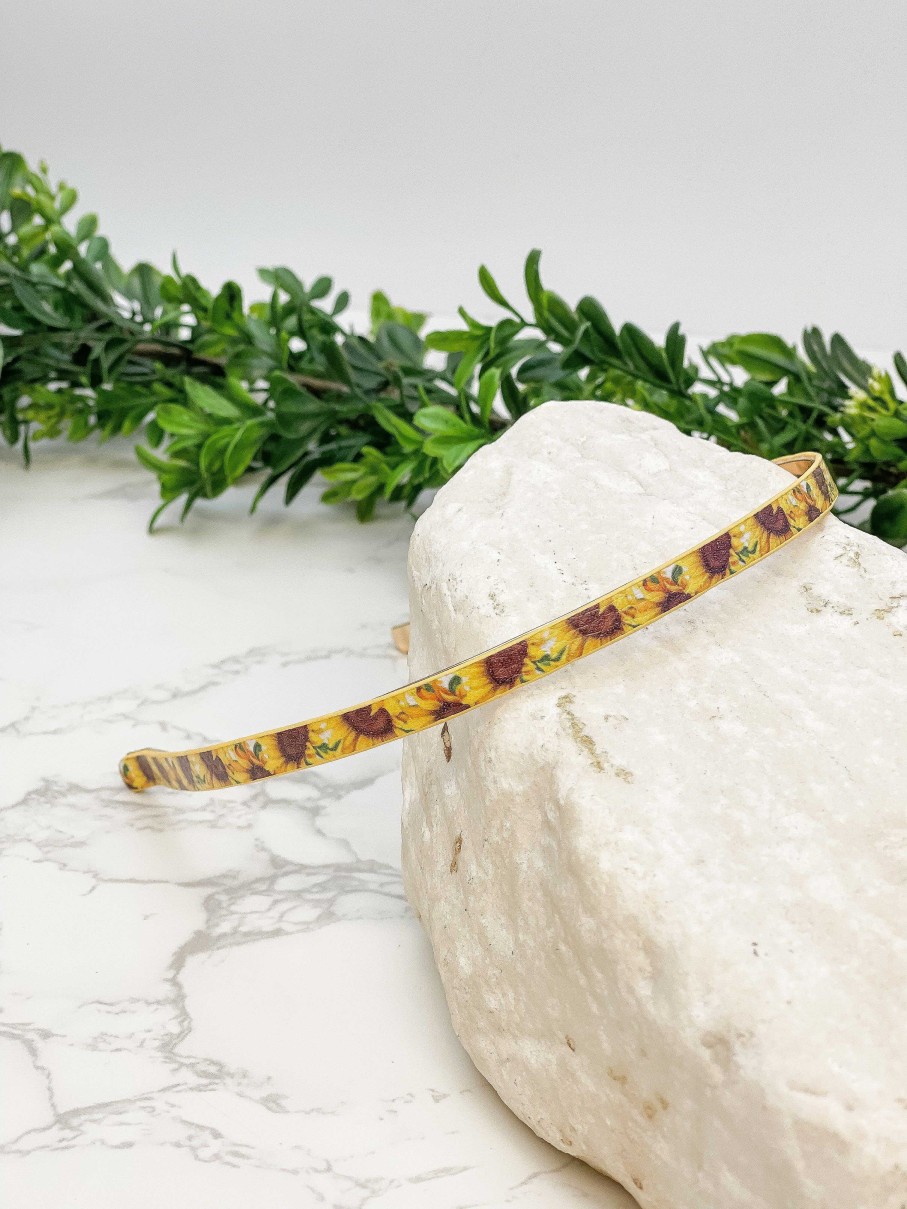 Accessories Prep Obsessed PR Headbands | Skinny Leather Headband - Sunflower