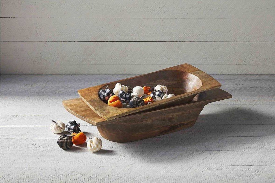 Home Decor Mud Pie | Mango Wood Dough Bowl Set By Mud Pie