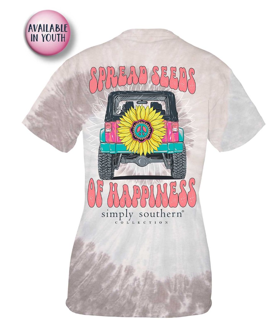 Clothing Simply Southern Preppy Tees | Spread Seeds Of Happiness' Short Sleeve Tie Dye Tee By Simply Southern