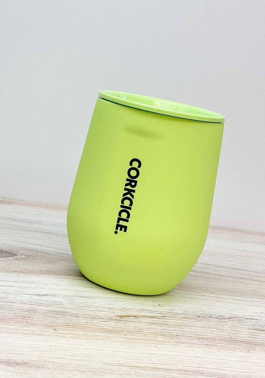 Home Decor Corkcicle | Neon Lights Citron 12 Oz Stainless Steel Stemless Tumbler By Corkcicle