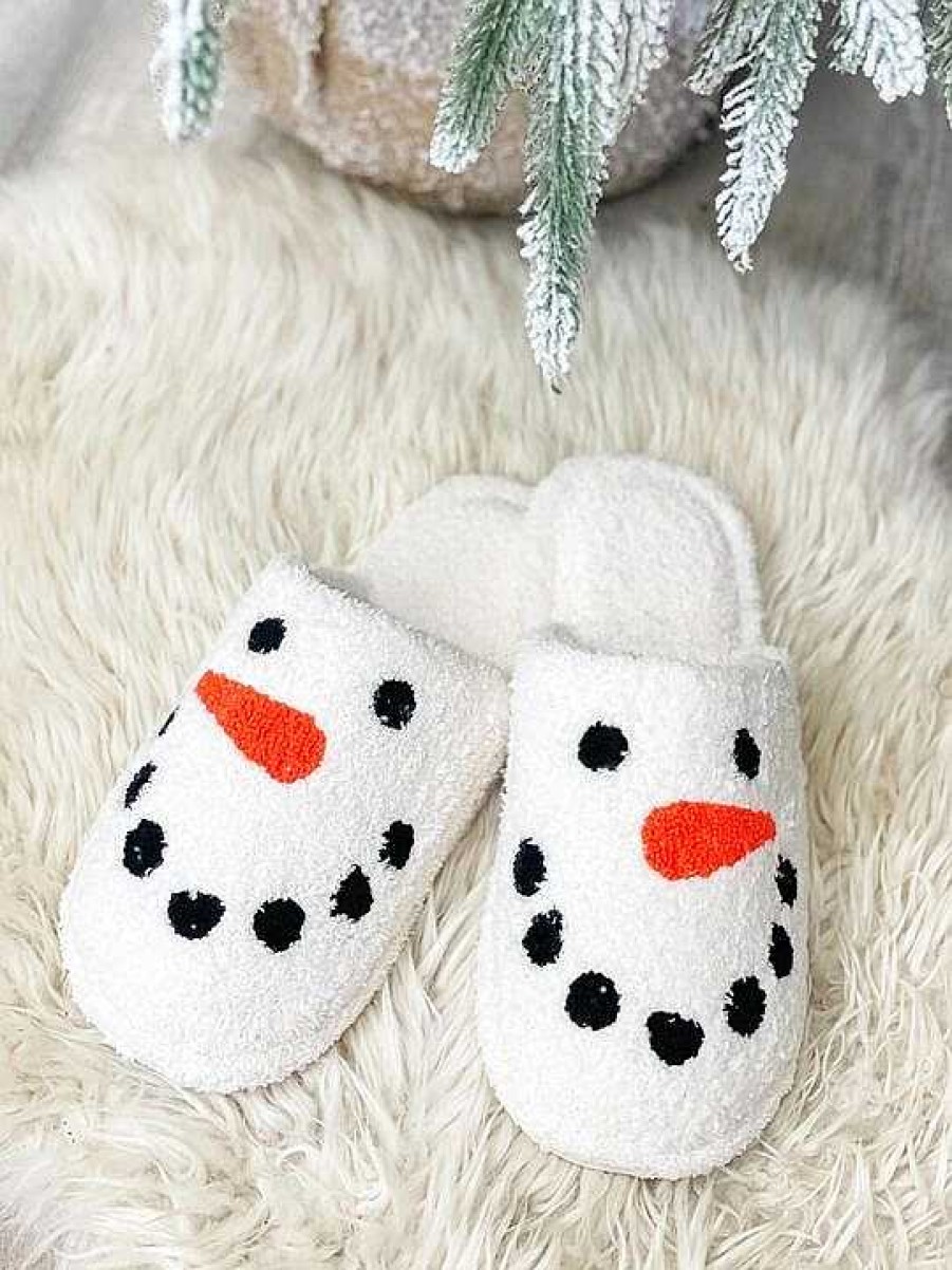 Shoes Prep Obsessed JTC | Snowman Embroidered Fuzzy Slippers