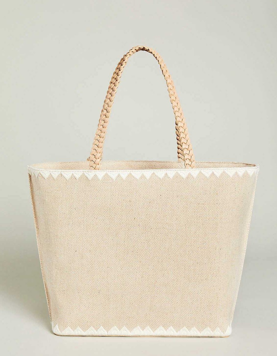 Accessories Spartina Tote Bags | Natural Palm Beach Fiesta Tote By Spartina